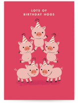 Lots of Hogs Individual Birthday Greeting Cards