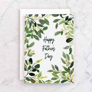 Father's Day Watercolor Greenery Individual Father's Day Greeting Cards