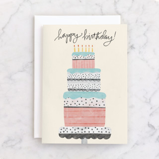 Pastel Birthday Cake Individual Feminine Birthday Greeting Cards