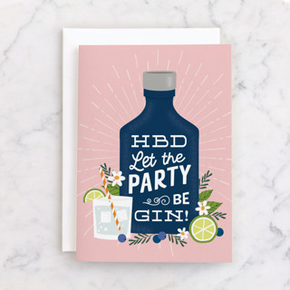 Birthday Gin Individual Feminine Birthday Greeting Cards