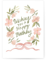 pretty birthday bow wreath Individual Feminine Birthday Greeting Cards