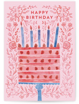 Strawberry Cake Individual Feminine Birthday Greeting Cards