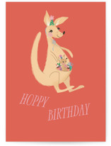 Hoppy Birthday Kangaroo Individual Feminine Birthday Greeting Cards