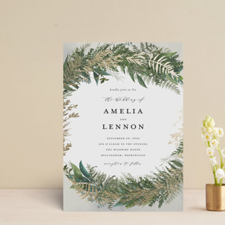 Fresh Vines Foil-Pressed Petite Wedding Invitations