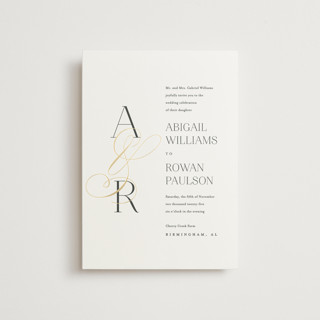 Initialed Foil-Pressed Petite Wedding Invitations