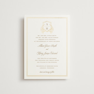 Chic Monogram Foil-Pressed Petite Wedding Invitations