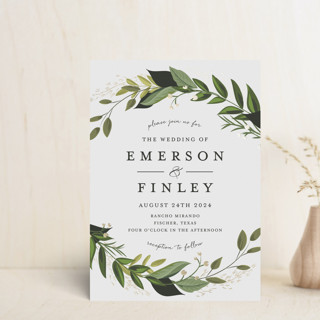 Vines of Green Foil-Pressed Petite Wedding Invitations