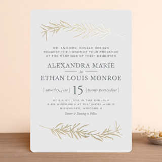Simple Sprigs Foil-Pressed Wedding Invitations