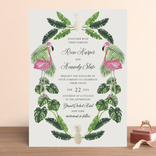 Tropical Foil-Pressed Wedding Invitations