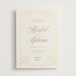 Simple Art Nouveau Foil-Pressed Wedding Invitations