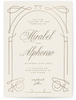 Simple Art Nouveau Foil-Pressed Wedding Invitations