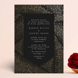 hand drawn frame Foil-Pressed Wedding Invitations