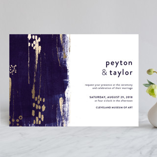 Painted Canvas Foil-Pressed Wedding Invitations