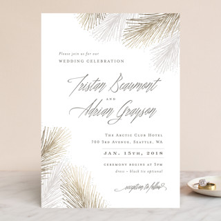 Winter Pine Foil-Pressed Wedding Invitations