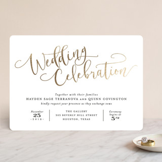 Celebration Script Foil-Pressed Wedding Invitation... | Minted