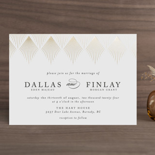 Deco Fan Border Foil-Pressed Wedding Invitations