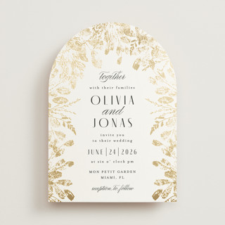 Stamped Florals Foil-Pressed Wedding Invitations