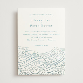 waves Foil-Pressed Wedding Invitations