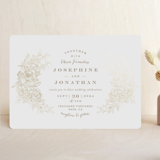 Engraved Flowers Foil-Pressed Wedding Invitations