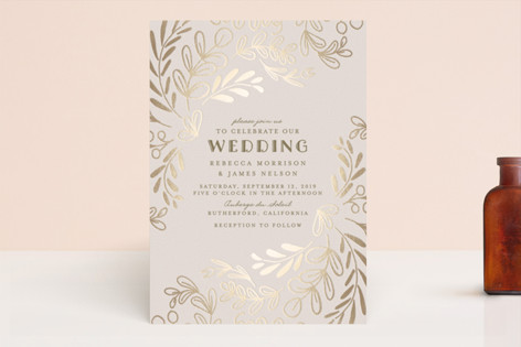 Wedding Vines Foil-Pressed Wedding Invitations