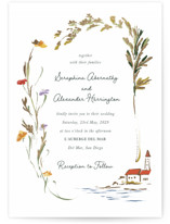 Coastal Bloom Foil-Pressed Wedding Invitations