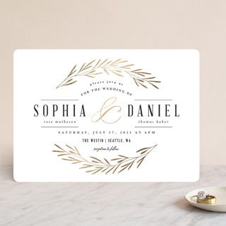 Gilded Leaves Foil-Pressed Wedding Invitations