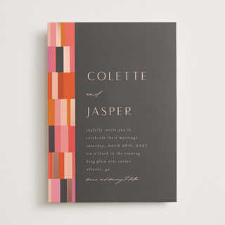 Patchwork Border Foil-Pressed Wedding Invitations
