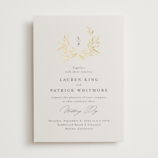 Natural Monogram Foil-Pressed Wedding Invitations