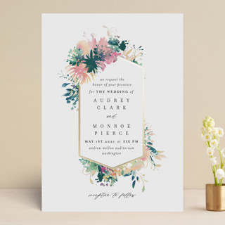 Pretty Wildflowers Foil-Pressed Wedding Invitations