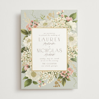 Floral Tribute Foil-Pressed Wedding Invitations