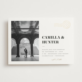 Golden Stamp Foil-Pressed Wedding Invitations