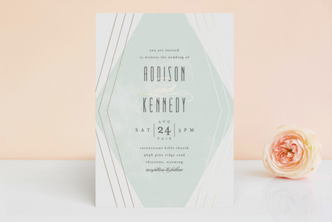 Elegant Angles Foil-Pressed Wedding Invitations