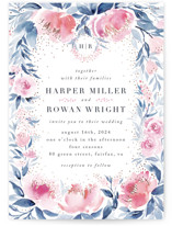 Monogrammed watercolor floral Foil-Pressed Wedding Invitations