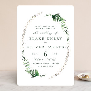 Sparkling Ferns Foil-Pressed Wedding Invitations