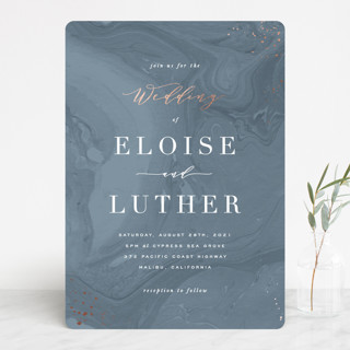 Moody Marbling Foil-Pressed Wedding Invitations
