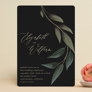 Cascading Vine Foil-Pressed Wedding Invitations