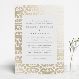 Gilded Ikat Foil-Pressed Wedding Invitations