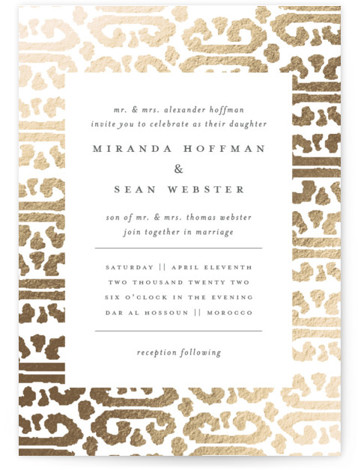 Gilded Ikat Foil-Pressed Wedding Invitations