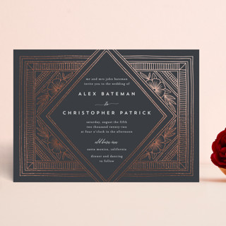 Intricate Diamond Foil-Pressed Wedding Invitations