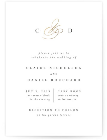 Elegant Monogram Foil-Pressed Wedding Invitations