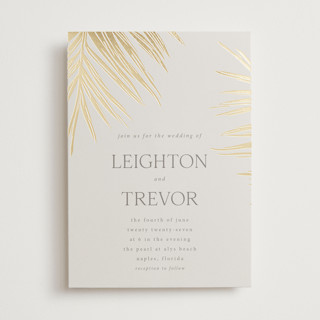 Gilded Palm Foil-Pressed Wedding Invitations