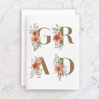 floral grad Individual Graduation Greeting Cards