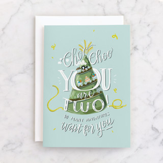 Choo Choo You're Two Individual Kid's Birthday Greeting Cards