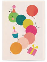 very happy caterpillar Individual Kid's Birthday Greeting Cards