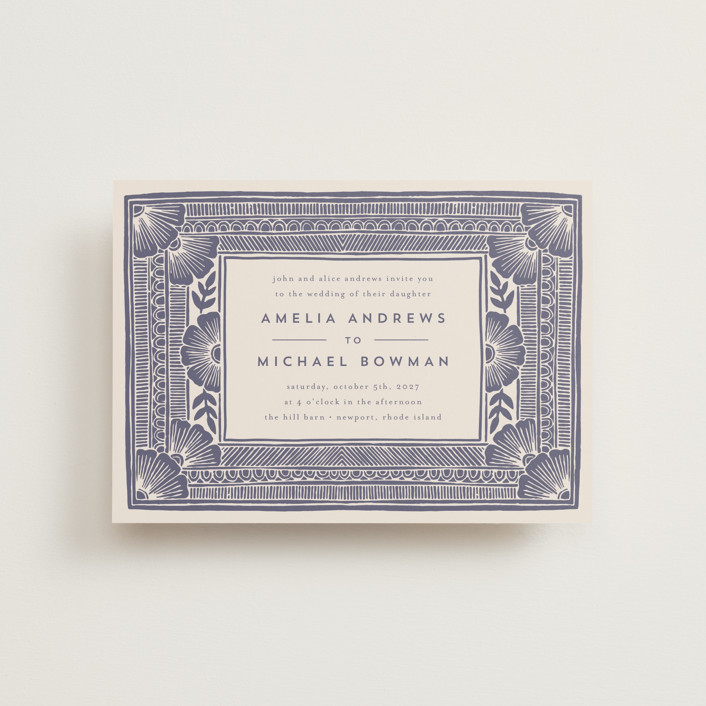 Block Print Frame Block Print Frame Petite Wedding Invitations by Katharine Watson | Minted