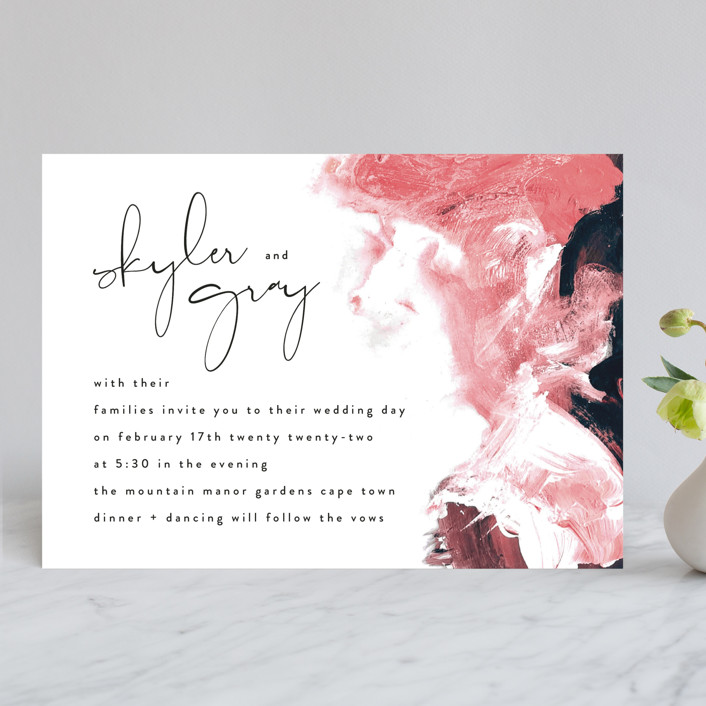 living coral Wedding Invitations by Phrosné Barwood | Minted
