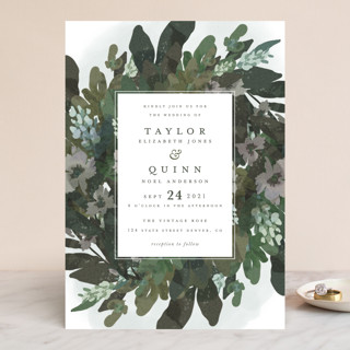 Foliage Wreath Wedding Invitations