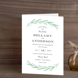 Painted Leaves Folded Petite Wedding Invitations
