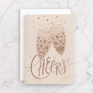 Floral Champagne Individual Wedding Greeting Cards