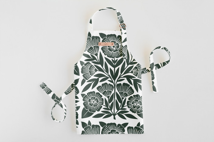 Block Print Floral Personalizable Children's Apron by Katharine Watson ...